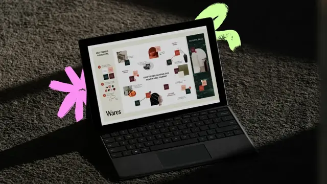 Tablet showing a design strategy and moodboard for a Shopify storefront